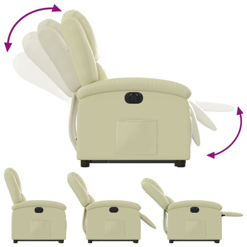 Casa si Gradina - Mobilier - Scaune si fotolii - Fotolii - Fotoliu rabatabil electric cu ridicare, crem, piele naturala - Infinity.ro