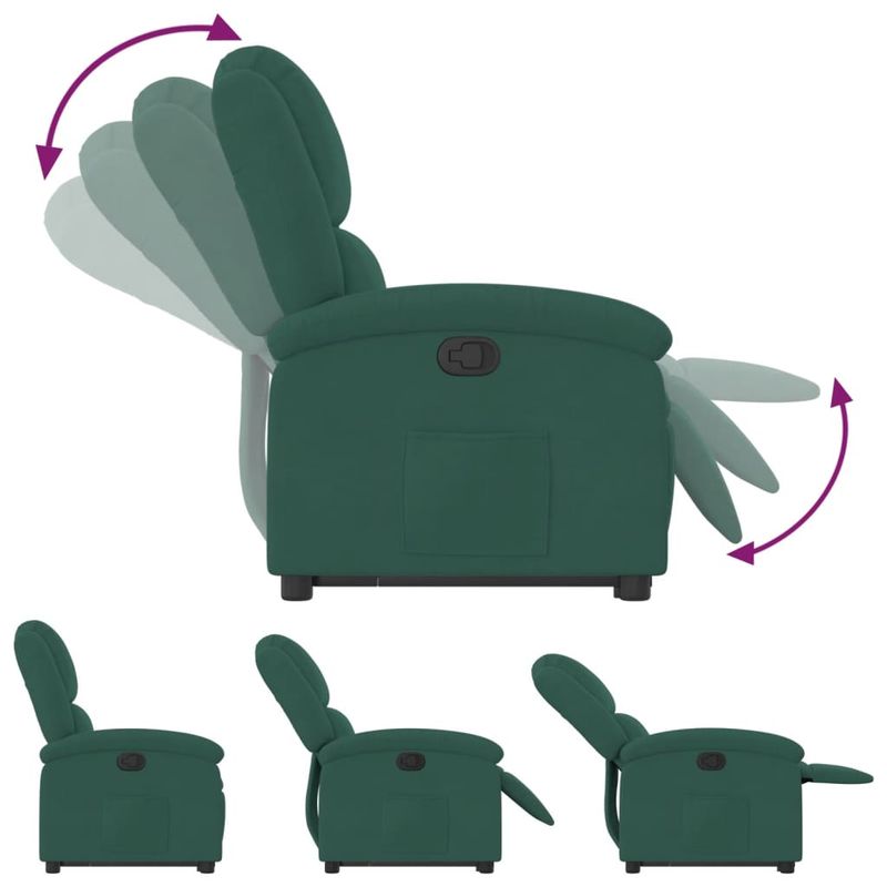 Casa si Gradina - Mobilier - Scaune si fotolii - Fotolii - Fotoliu rabatabil cu ridicare, verde inchis, catifea - Infinity.ro