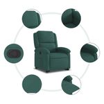 Casa si Gradina - Mobilier - Scaune si fotolii - Fotolii - Fotoliu rabatabil cu ridicare, verde inchis, catifea - Infinity.ro