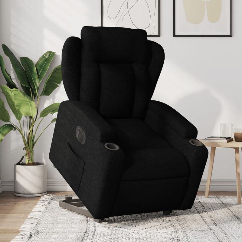 Casa si Gradina - Mobilier - Scaune si fotolii - Fotolii - Fotoliu electric rabatabil cu ridicare, negru, textil - Infinity.ro