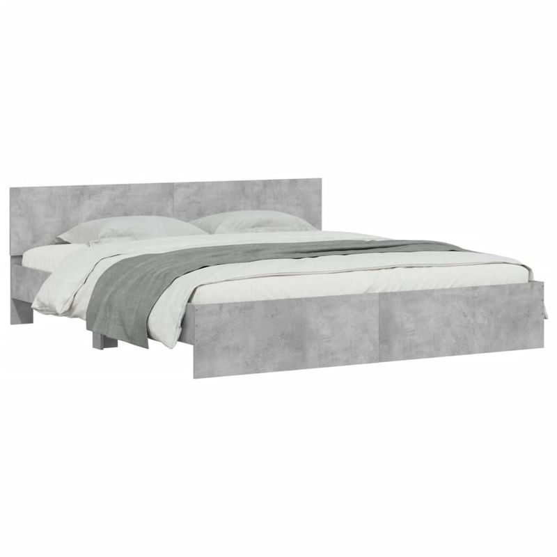 Casa si Gradina - Mobilier - Paturi si accesorii - Paturi - Cadru de pat cu tablie, gri beton, 160x200 cm - Infinity.ro