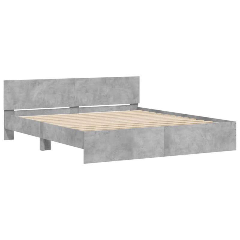 Casa si Gradina - Mobilier - Paturi si accesorii - Paturi - Cadru de pat cu tablie, gri beton, 160x200 cm - Infinity.ro