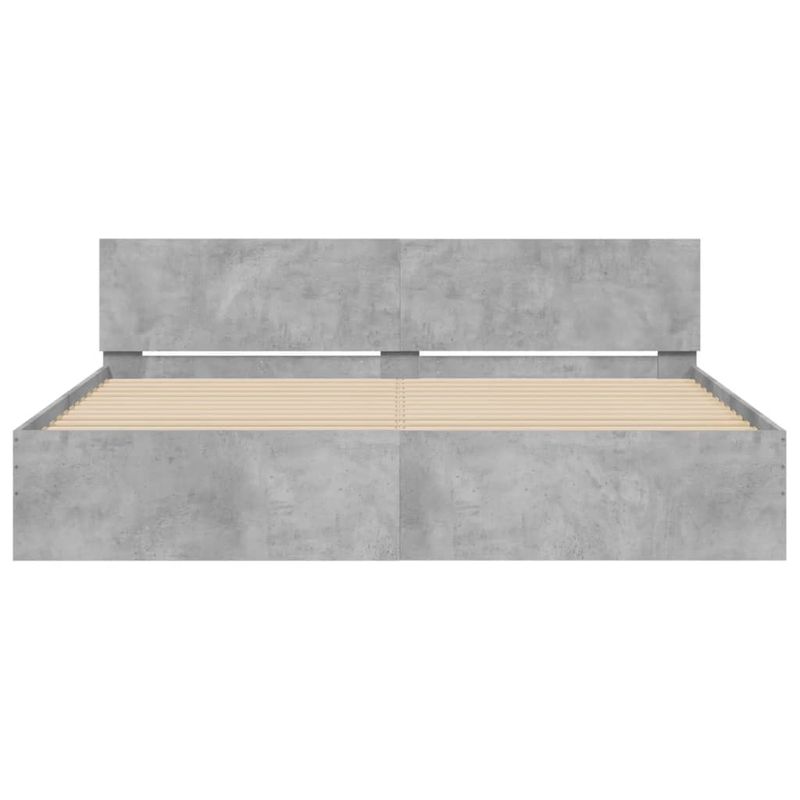 Casa si Gradina - Mobilier - Paturi si accesorii - Paturi - Cadru de pat cu tablie, gri beton, 160x200 cm - Infinity.ro