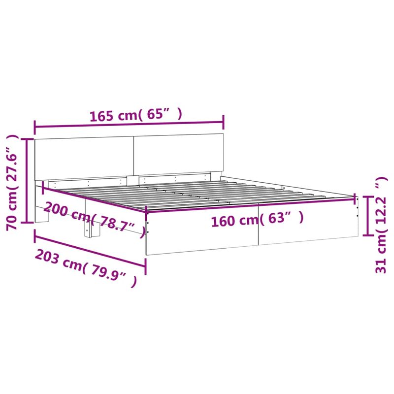 Casa si Gradina - Mobilier - Paturi si accesorii - Paturi - Cadru de pat cu tablie, gri beton, 160x200 cm - Infinity.ro