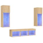 Casa si Gradina - Mobilier - Comode si corpuri - Comode - Unitati de perete TV cu LED-uri, 5 piese, stejar sonoma, lemn - Infinity.ro