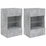 Casa si Gradina - Mobilier - Comode si corpuri - Comode - Comode TV de perete cu lumini LED 2 buc. gri beton 40x30x60,5cm - Infinity.ro