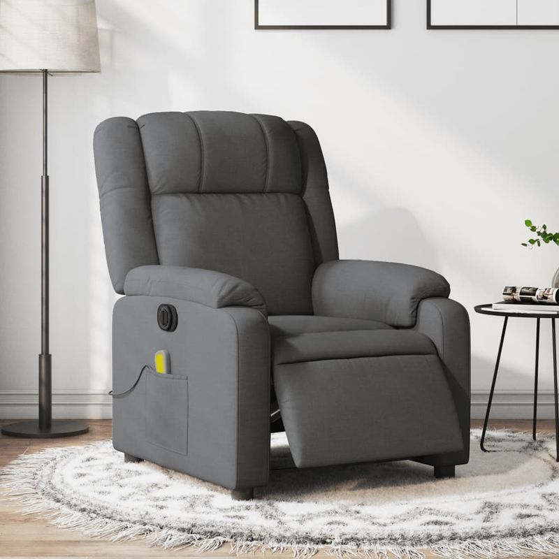 Ingrijire personala si Cosmetice - Sanatate si wellness - Articole wellness - Fotolii de masaj - Fotoliu electric de masaj rabatabil, gri inchis, textil - Infinity.ro