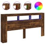 Casa si Gradina - Mobilier - Paturi si accesorii - Accesorii paturi - Tablie de pat cu LED, stejar fumuriu, 220x18,5x103,5 cm, lemn, mărime 200x103.5 cm - Infinity.ro