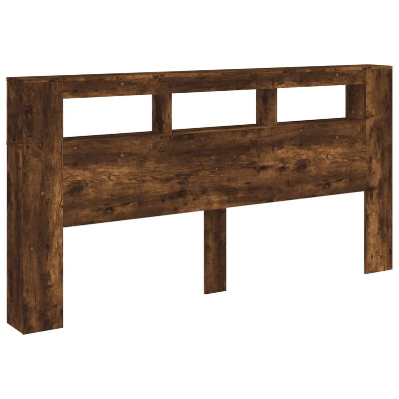 Casa si Gradina - Mobilier - Paturi si accesorii - Accesorii paturi - Tablie de pat cu LED, stejar fumuriu, 220x18,5x103,5 cm, lemn, mărime 200x103.5 cm - Infinity.ro