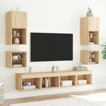 Casa si Gradina - Mobilier - Comode si corpuri - Comode - Unitati de perete TV cu LED-uri, 8 piese, stejar sonoma, lemn - Infinity.ro