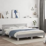 Casa si Gradina - Mobilier - Paturi si accesorii - Paturi - Cadru de pat cu tablie si LED, gri sonoma, 160x200 cm - Infinity.ro