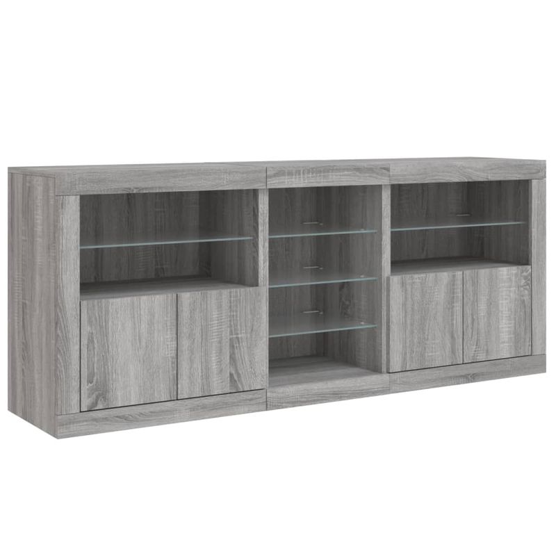 Casa si Gradina - Mobilier - Comode si corpuri - Comode - Servanta cu lumini LED, gri sonoma, 181,5x37x67 cm - Infinity.ro