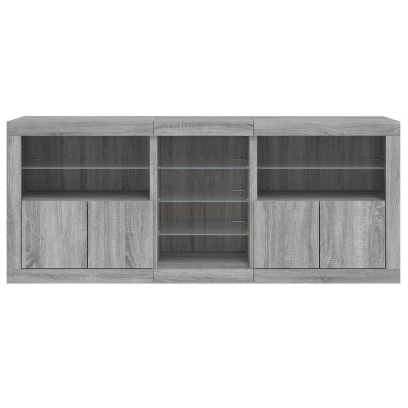 Casa si Gradina - Mobilier - Comode si corpuri - Comode - Servanta cu lumini LED, gri sonoma, 181,5x37x67 cm - Infinity.ro
