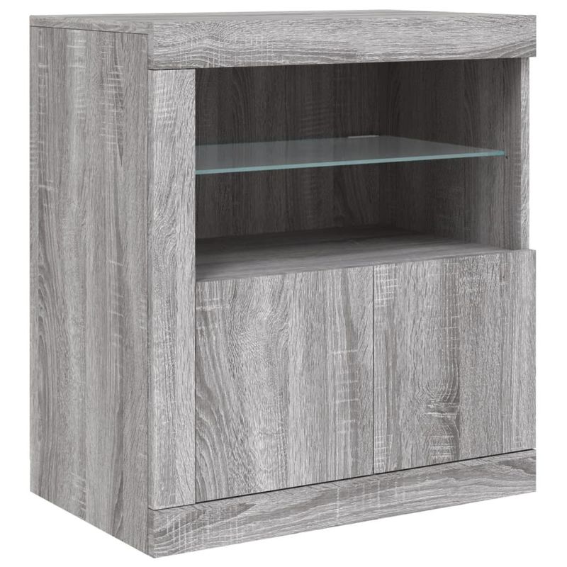 Casa si Gradina - Mobilier - Comode si corpuri - Comode - Servanta cu lumini LED, gri sonoma, 181,5x37x67 cm - Infinity.ro