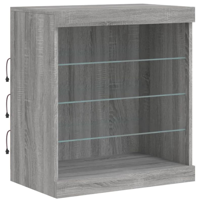 Casa si Gradina - Mobilier - Comode si corpuri - Comode - Servanta cu lumini LED, gri sonoma, 181,5x37x67 cm - Infinity.ro