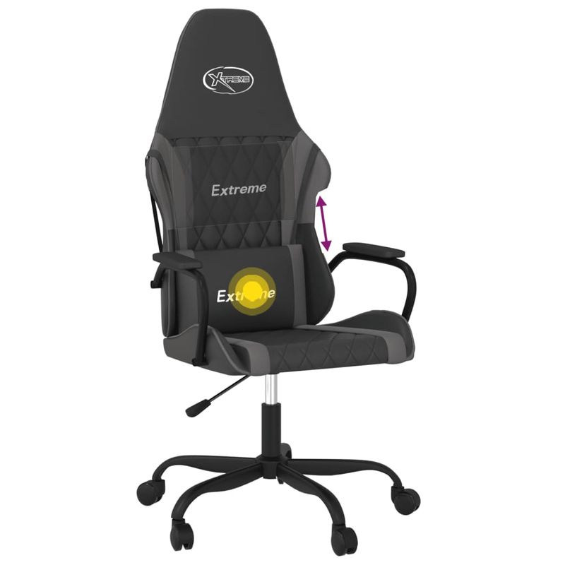 PC, gaming si accesorii - Gaming - Accesorii gaming - Scaune gaming - Scaun de gaming de masaj, negru si gri, piele ecologica - Infinity.ro
