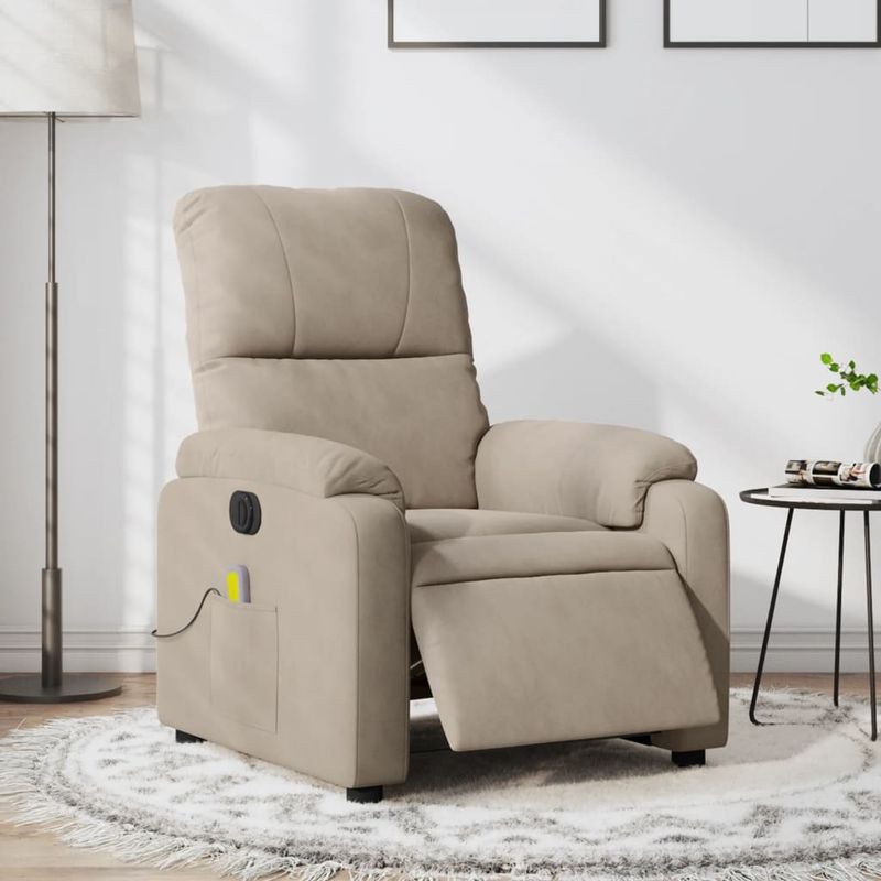 Ingrijire personala si Cosmetice - Sanatate si wellness - Articole wellness - Fotolii de masaj - Fotoliu de masaj rabatabil electric, gri taupe, microfibra - Infinity.ro