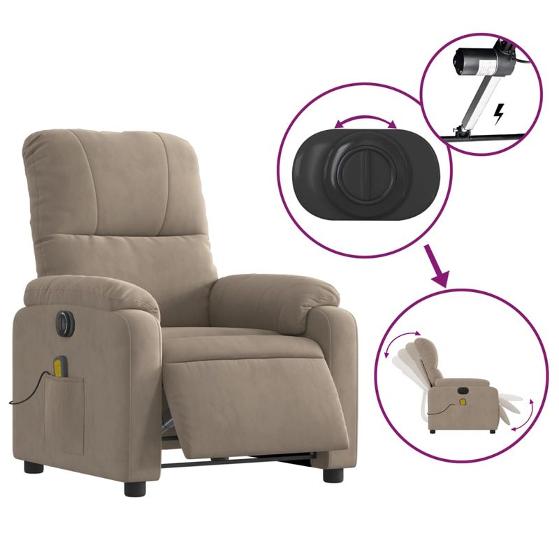 Ingrijire personala si Cosmetice - Sanatate si wellness - Articole wellness - Fotolii de masaj - Fotoliu de masaj rabatabil electric, gri taupe, microfibra - Infinity.ro