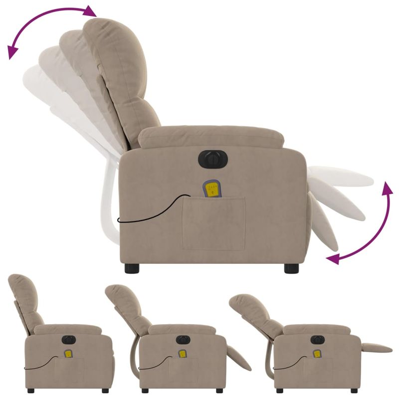 Ingrijire personala si Cosmetice - Sanatate si wellness - Articole wellness - Fotolii de masaj - Fotoliu de masaj rabatabil electric, gri taupe, microfibra - Infinity.ro
