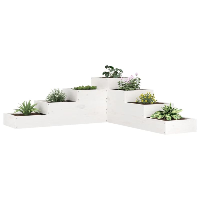 Casa si Gradina - Gradinarit si plante - Plante si ghivece - Ghivece si suporturi - Jardiniera gradina cu 4 niveluri, alb, 106x104,5x36 cm lemn pin - Infinity.ro