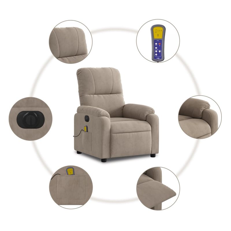 Ingrijire personala si Cosmetice - Sanatate si wellness - Articole wellness - Fotolii de masaj - Fotoliu de masaj rabatabil electric, gri taupe, microfibra - Infinity.ro