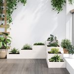Casa si Gradina - Gradinarit si plante - Plante si ghivece - Ghivece si suporturi - Jardiniera gradina cu 4 niveluri, alb, 106x104,5x36 cm lemn pin - Infinity.ro