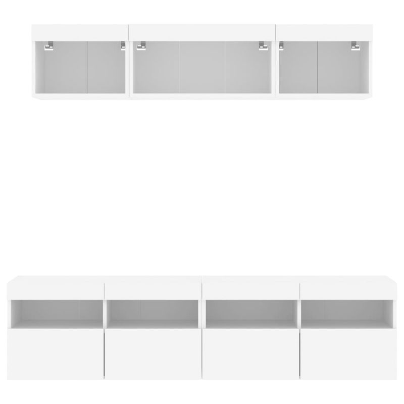 Casa si Gradina - Mobilier - Comode si corpuri - Comode - Unitati de perete TV cu LED-uri, 5 piese, alb, lemn prelucrat - Infinity.ro