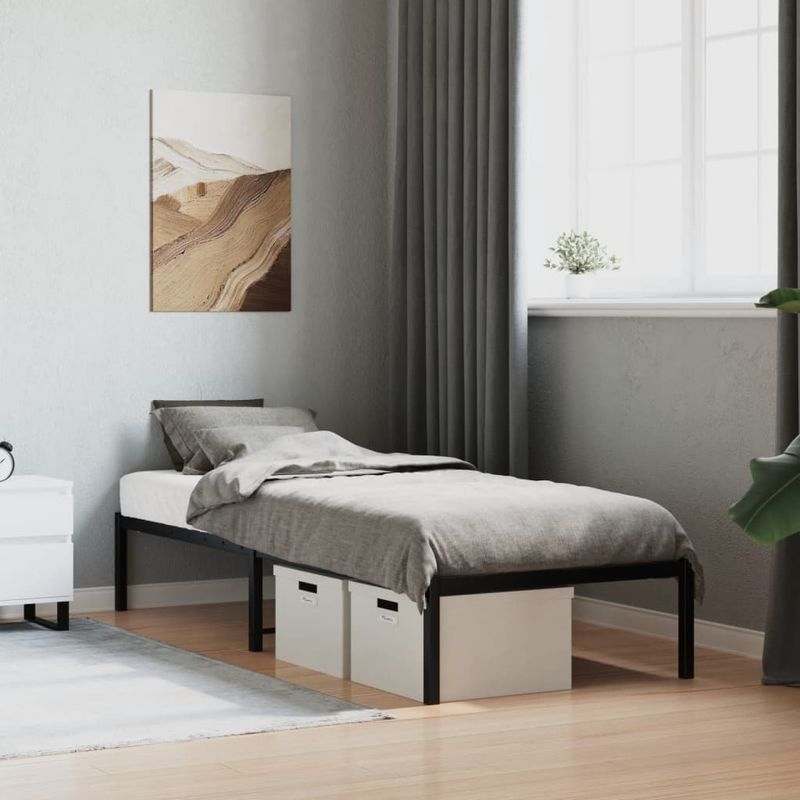 Casa si Gradina - Mobilier - Paturi si accesorii - Paturi - Cadru pat metalic, negru, 80x200 cm - Infinity.ro