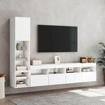 Casa si Gradina - Mobilier - Comode si corpuri - Comode - Unitati de perete TV cu LED-uri, 4 piese, alb, lemn prelucrat - Infinity.ro