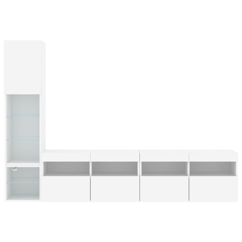 Casa si Gradina - Mobilier - Comode si corpuri - Comode - Unitati de perete TV cu LED-uri, 4 piese, alb, lemn prelucrat - Infinity.ro