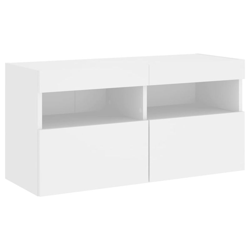 Casa si Gradina - Mobilier - Comode si corpuri - Comode - Unitati de perete TV cu LED-uri, 4 piese, alb, lemn prelucrat - Infinity.ro