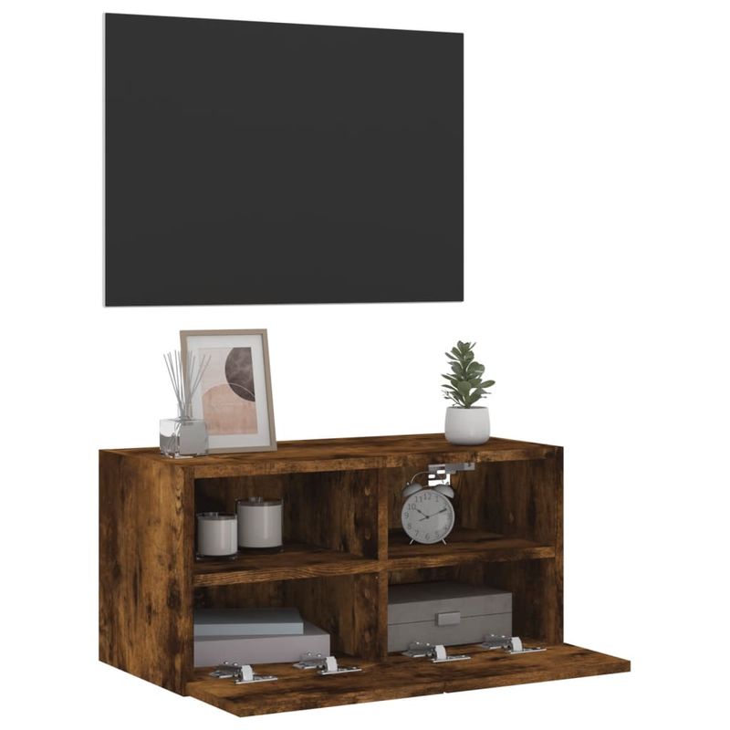 Casa si Gradina - Mobilier - Comode si corpuri - Comode - Comoda TV de perete stejar fumuriu 60x30x30 cm lemn prelucrat - Infinity.ro