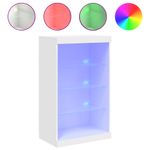 Casa si Gradina - Mobilier - Comode si corpuri - Comode - Servanta cu lumini LED, alb, 60,5x37x100 cm - Infinity.ro