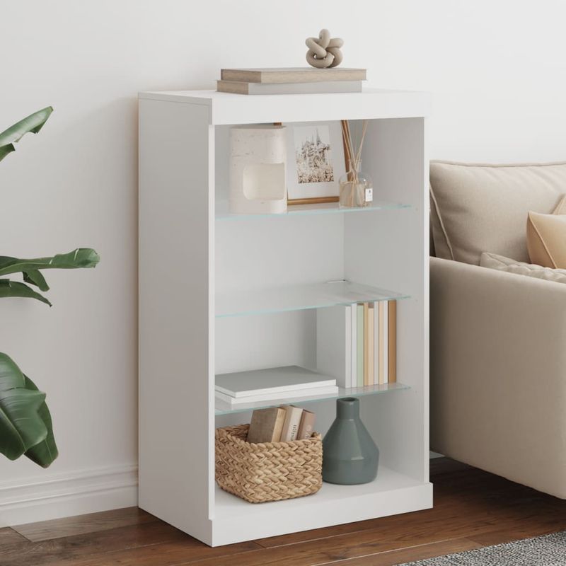 Casa si Gradina - Mobilier - Comode si corpuri - Comode - Servanta cu lumini LED, alb, 60,5x37x100 cm - Infinity.ro