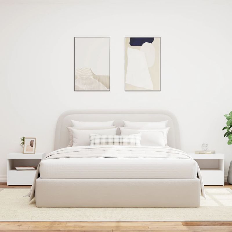 Casa si Gradina - Mobilier - Comode si corpuri - Noptiere - Noptiere cu lumini LED, 2 buc., alb, 50x40x45 cm - Infinity.ro