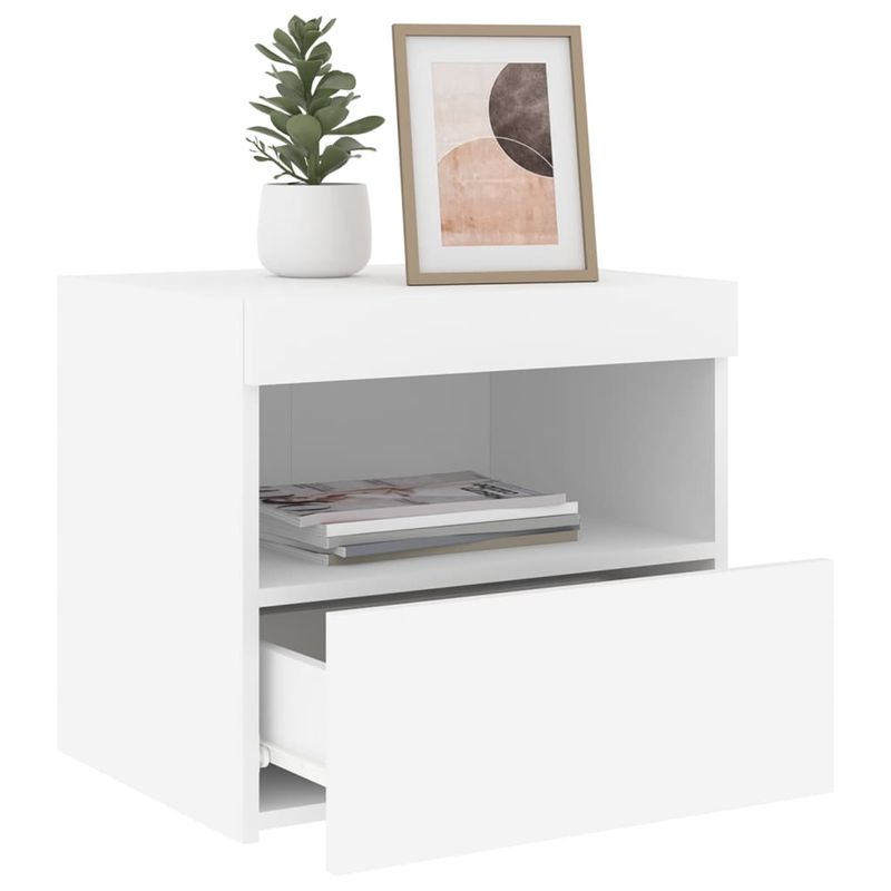 Casa si Gradina - Mobilier - Comode si corpuri - Noptiere - Noptiere cu lumini LED, 2 buc., alb, 50x40x45 cm - Infinity.ro