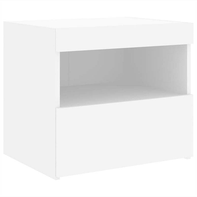 Casa si Gradina - Mobilier - Comode si corpuri - Noptiere - Noptiere cu lumini LED, 2 buc., alb, 50x40x45 cm - Infinity.ro