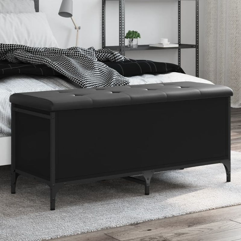 Casa si Gradina - Mobilier - Canapele si coltare - Banchete - Banca de depozitare, negru, 102x42x45 cm, lemn prelucrat - Infinity.ro