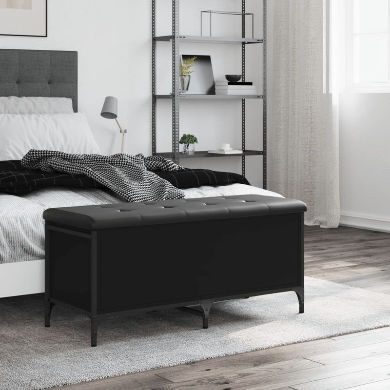 Casa si Gradina - Mobilier - Canapele si coltare - Banchete - Banca de depozitare, negru, 102x42x45 cm, lemn prelucrat - Infinity.ro