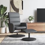 Casa si Gradina - Mobilier - Scaune si fotolii - Fotolii - Fotoliu rabatabil cu taburet, gri, piele ecologica - Infinity.ro