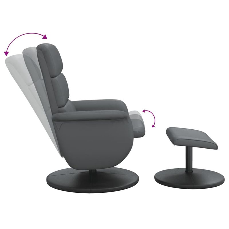 Casa si Gradina - Mobilier - Scaune si fotolii - Fotolii - Fotoliu rabatabil cu taburet, gri, piele ecologica - Infinity.ro