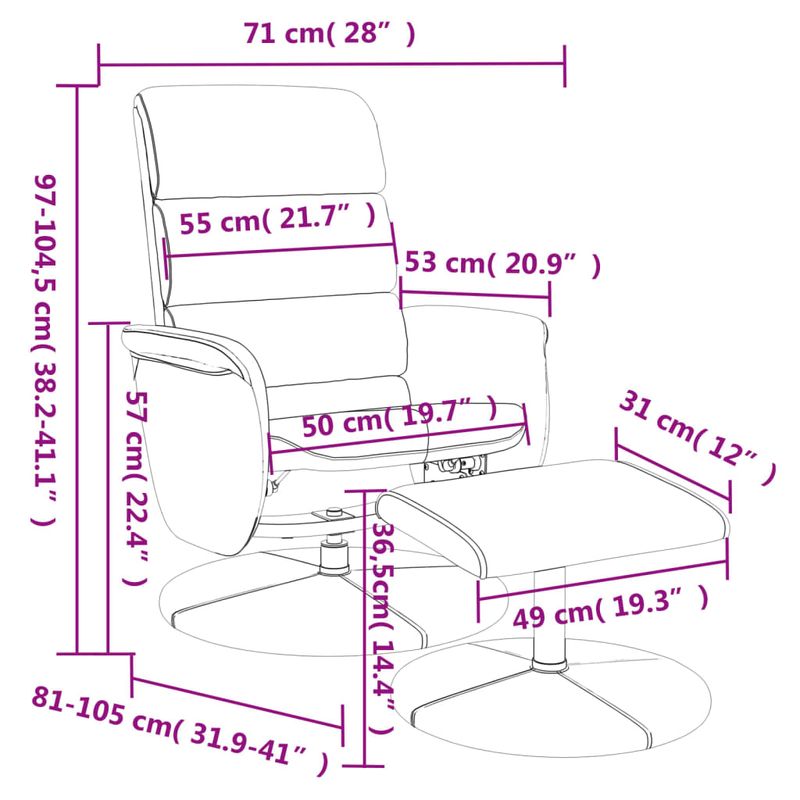 Casa si Gradina - Mobilier - Scaune si fotolii - Fotolii - Fotoliu rabatabil cu taburet, gri, piele ecologica - Infinity.ro