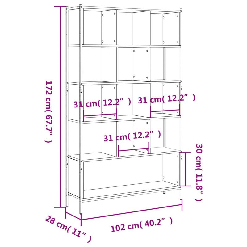 Casa si Gradina - Mobilier - Biblioteci si rafturi - Biblioteci - Biblioteca, gri sonoma, 102x28x172 cm, lemn prelucrat - Infinity.ro