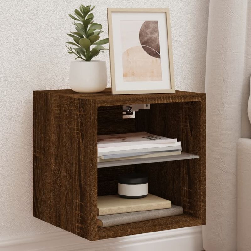 Casa si Gradina - Mobilier - Comode si corpuri - Comode - Comode TV cu lumini LED, 2 buc., stejar maro, 30x28,5x30 cm - Infinity.ro