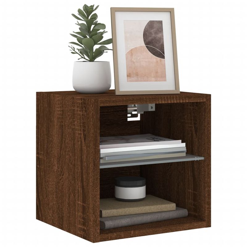 Casa si Gradina - Mobilier - Comode si corpuri - Comode - Comode TV cu lumini LED, 2 buc., stejar maro, 30x28,5x30 cm - Infinity.ro