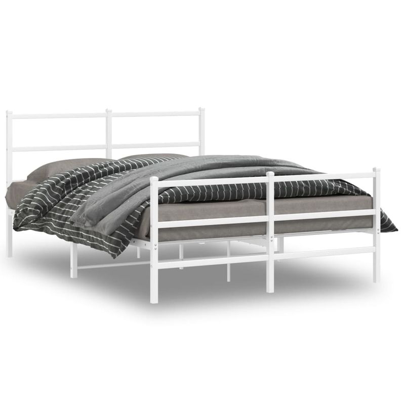 Casa si Gradina - Mobilier - Paturi si accesorii - Paturi - Cadru pat metalic cu tablie de cap/picioare , alb, 140x190 cm - Infinity.ro