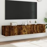Casa si Gradina - Mobilier - Comode si corpuri - Comode - Comoda TV de perete cu LED, 2 buc. stejar fumuriu, 80x35x31 cm - Infinity.ro