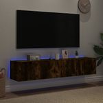 Casa si Gradina - Mobilier - Comode si corpuri - Comode - Comoda TV de perete cu LED, 2 buc. stejar fumuriu, 80x35x31 cm - Infinity.ro