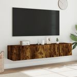 Casa si Gradina - Mobilier - Comode si corpuri - Comode - Comoda TV de perete cu LED, 2 buc. stejar fumuriu, 80x35x31 cm - Infinity.ro