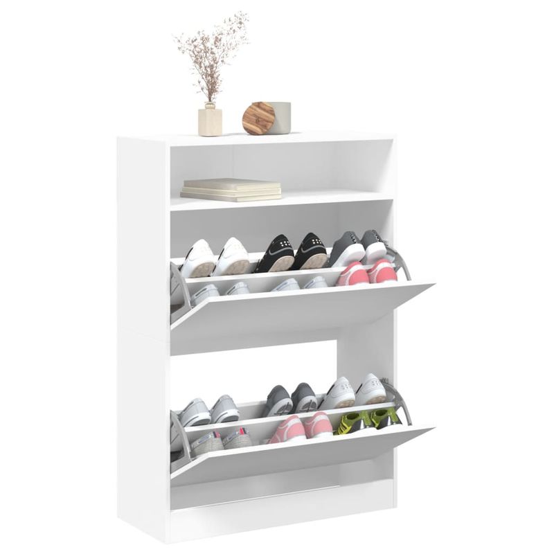 Casa si Gradina - Mobilier - Organizare si depozitare - Organizator incaltaminte - Dulap de pantofi cu 2 sertare rabatabile, alb, 80x34x116 cm - Infinity.ro